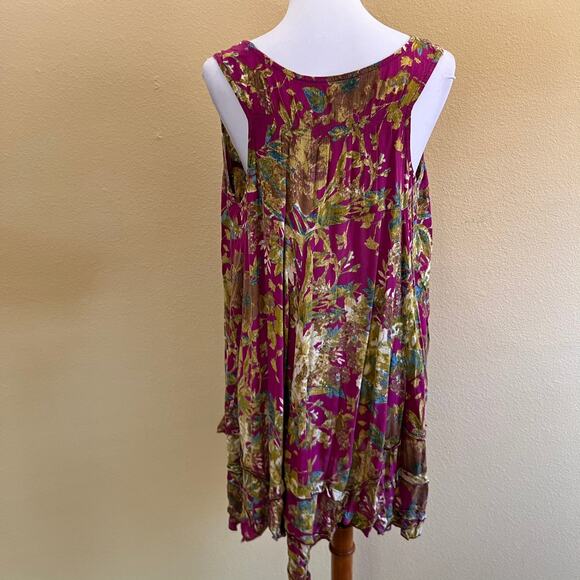 Vintage Floral Sleeveless Mini Slip Dress Green Purple size XL fairycore - Picture 6 of 9